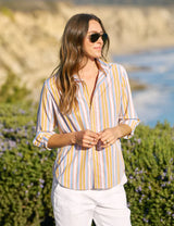 Frank & Eileen - EILEEN - Relaxed Button-Up - Italian Cotton - Gold w/ Red & Blue Stripe