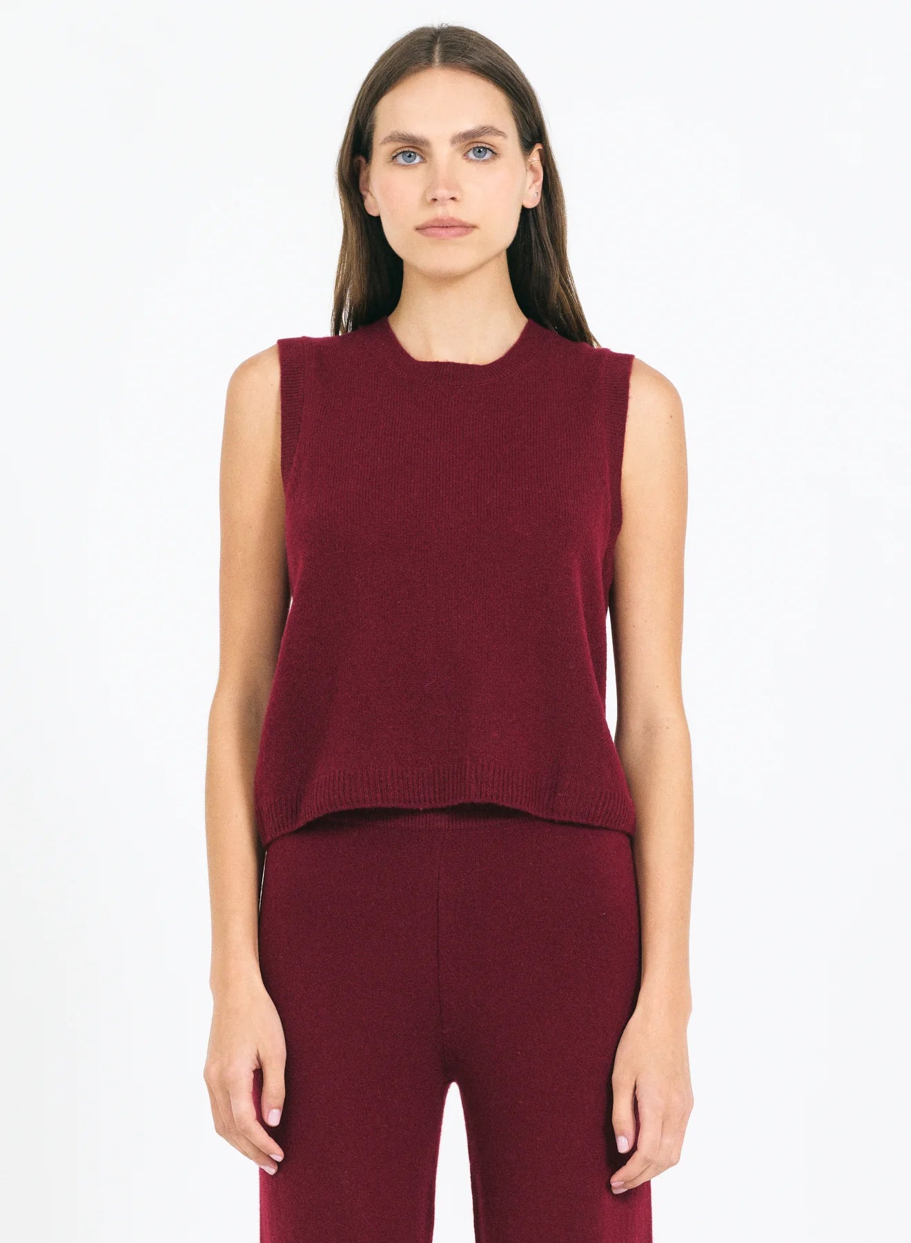 One Grey Day - Forbes Cashmere Sleeveless Tee - Currant