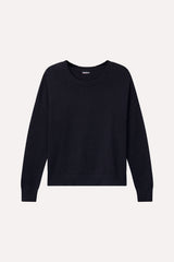 Minnie Rose Cotton Cashmere Boxy Crew Neck Top Black