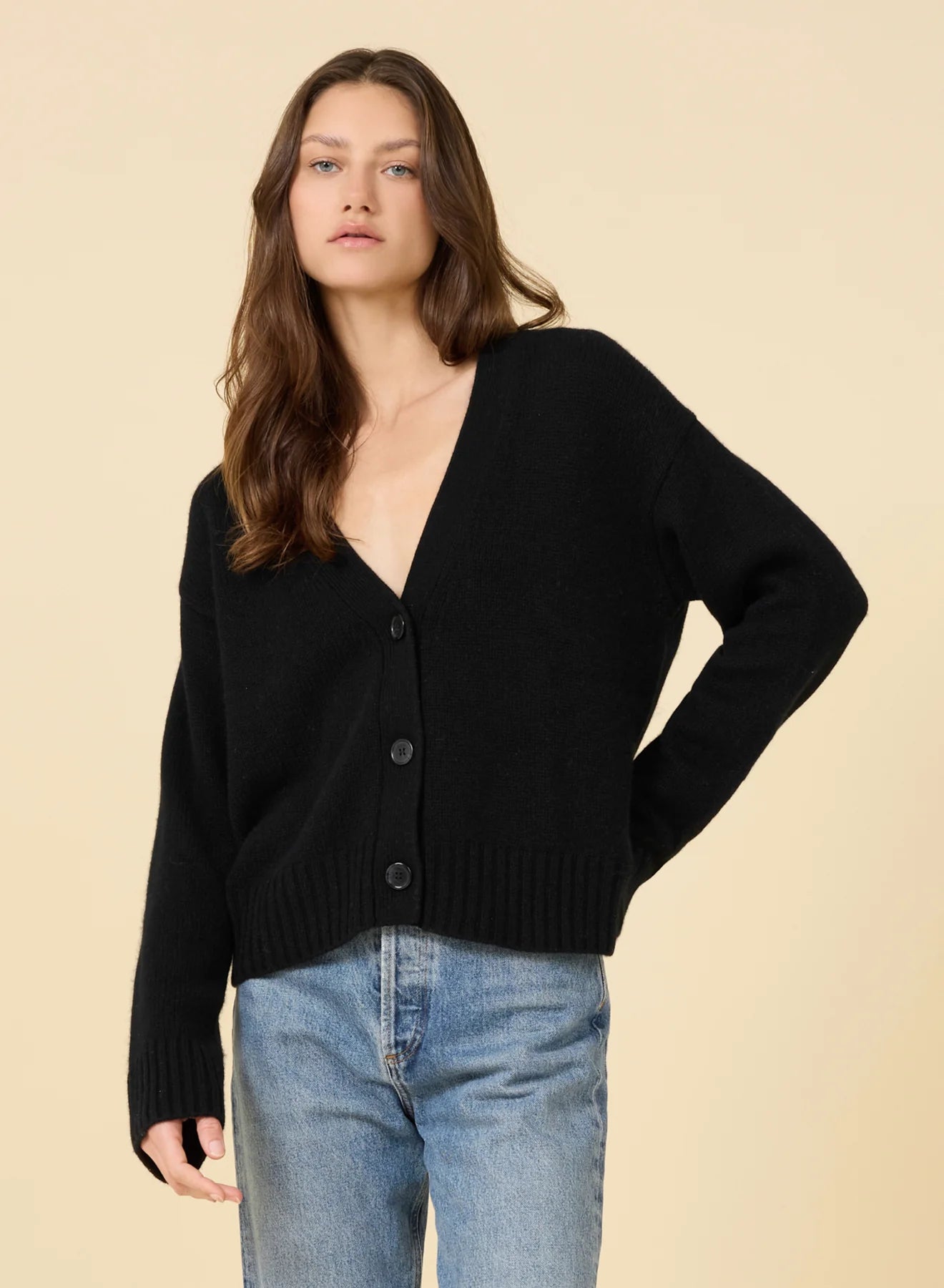 One Grey Day - Aster Cashmere Cardigan - Black