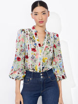 Alice + Olivia Arlette Collared Blsn Sleeve Blouse-Dollhouse