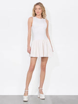 Alice + Olivia-Ella Combo Vgn Sleeveless Drop Waist Mini Dress-Off White