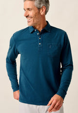 Johnnie O - Long Sleeve Original 4-Button Polo - Coastal Wash -  Sport Navy