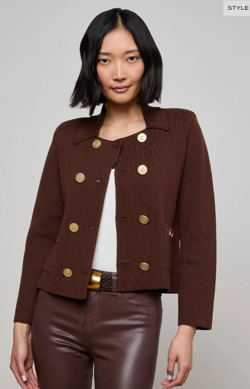 L'agence  -  Madilyn Knit Jacket - Chocolate/Gold
