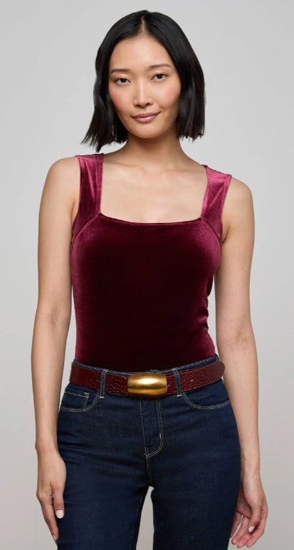 L'agence - Molly Velvet Bodysuit - Dark Port