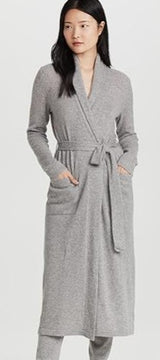 White & Warren Cashmere Robe - Heather Grey