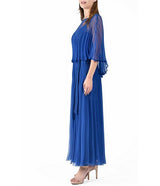 Komarov - Sunburst Pleated Caplet Gown - Navy