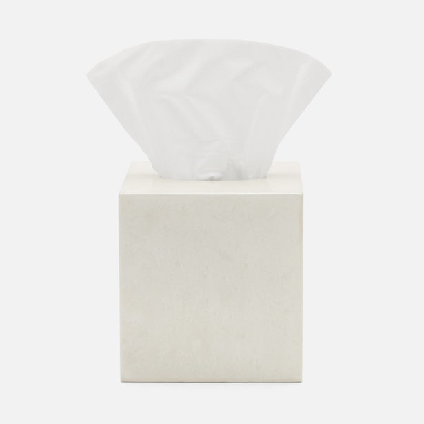 Pigeon and Poodle - Charlotte Square Tissue Box - White Burl Resin