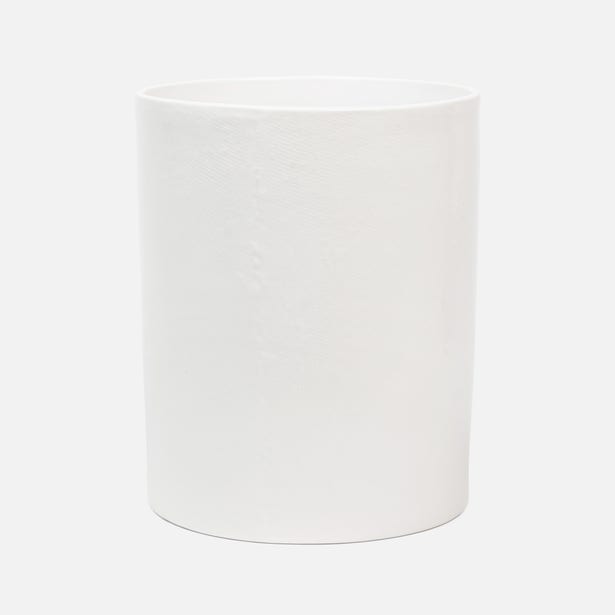 Pigeon and Poodle - Cordoba Round Wastebasket - White Burlap