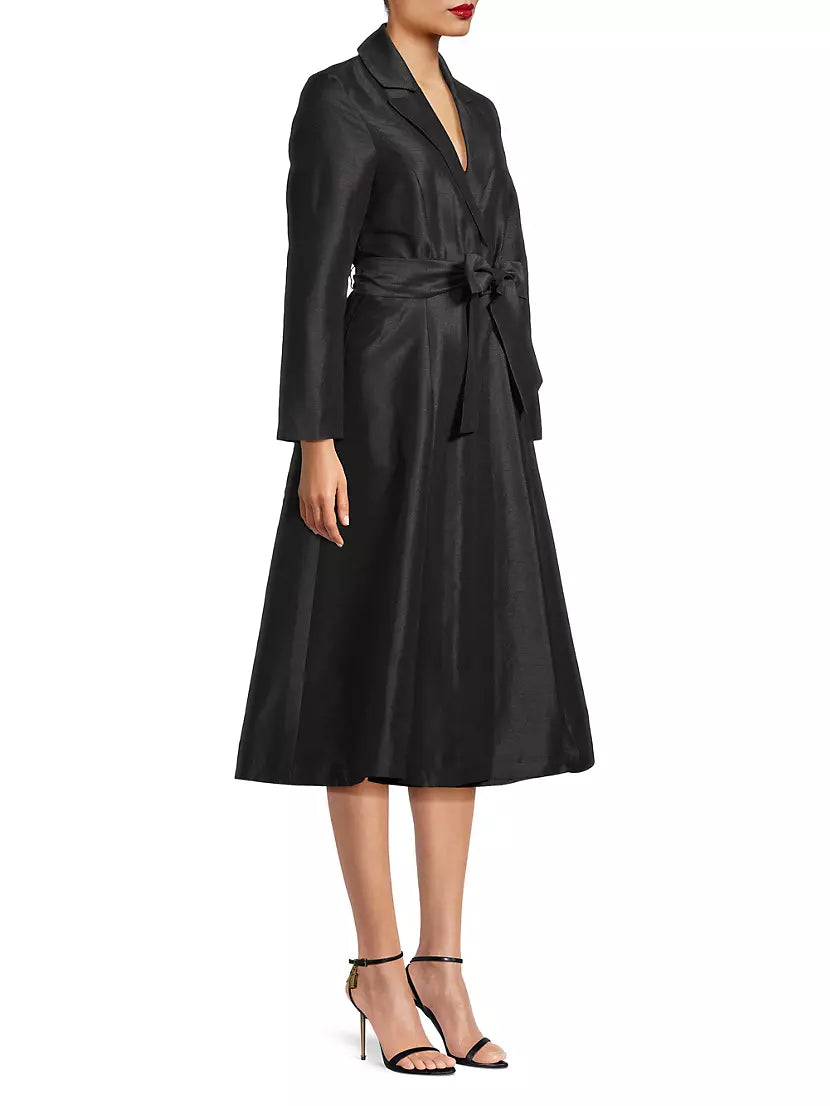 Frances Valentine - Lucille Wrap Dress - Dupioni Black