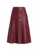 ATM - Leather Flare Midi Skirt - Wine