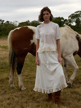 Lingua Franca Louisa Skirt in Ivory