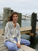 Lingua Franca Oyster Cardigan in Cream Multi