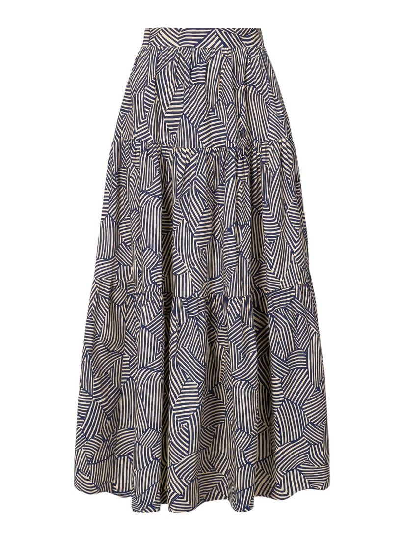 STAUD - Sea Skirt - Navy Mosaic