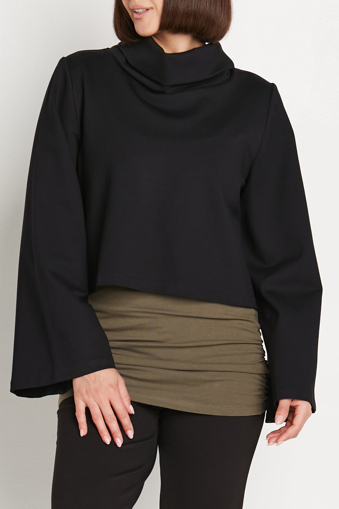 Planet - Scuba Crop Turtle Neck Top - Black