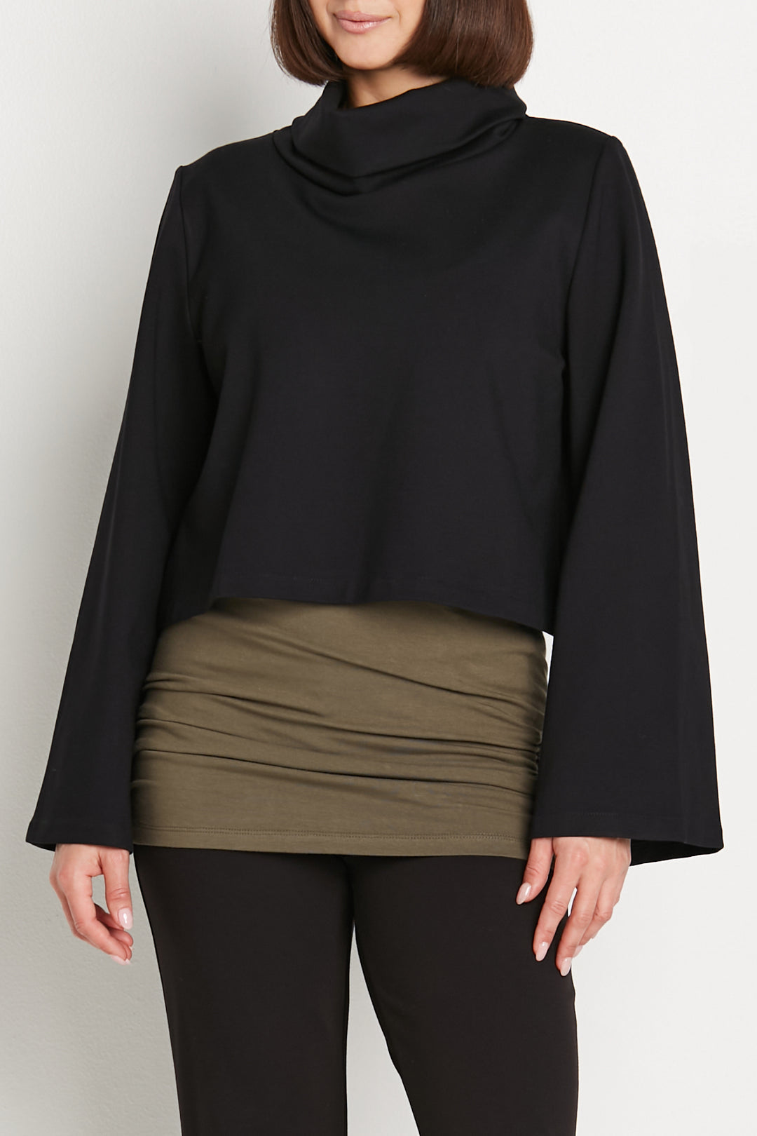 Planet - Scuba Crop Turtle Neck Top - Black