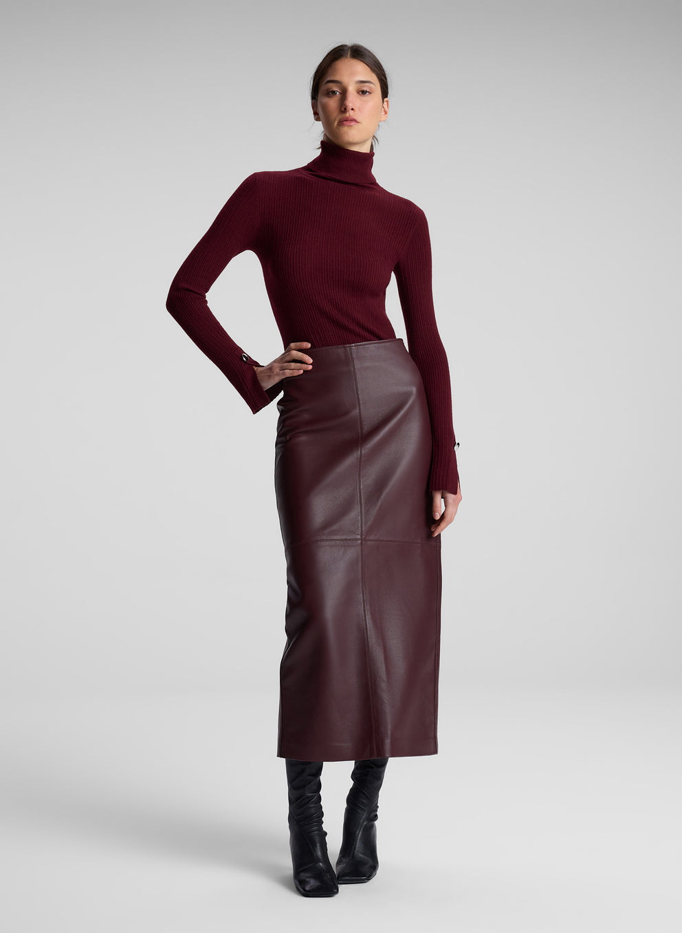 A.L.C - Marta Leather Midi Skirt