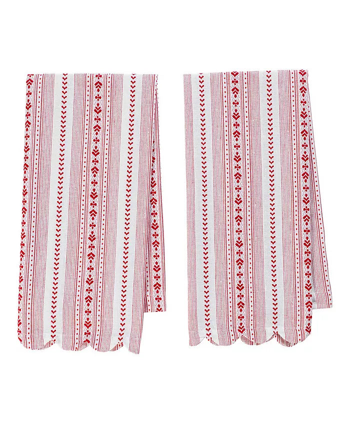 Juliska - Villa Stripe Kitchen Towel Set of 2 - Red/White