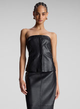 A.L.C - Renee Strapless Leather Top - Black