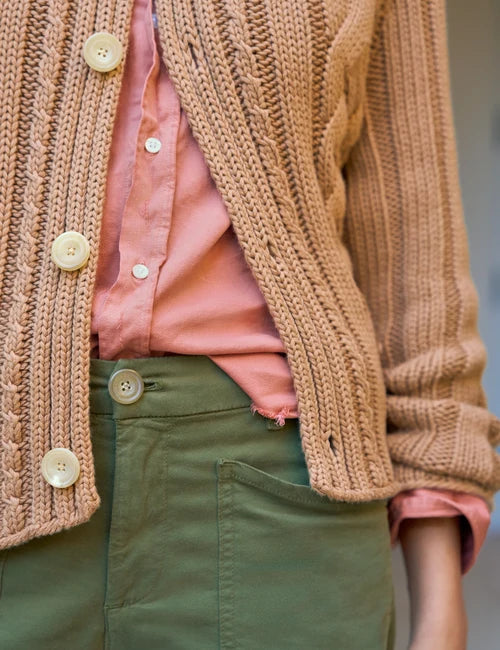 Frank & Eileen - Mini Cotswolds Cable Cardigan - Camel