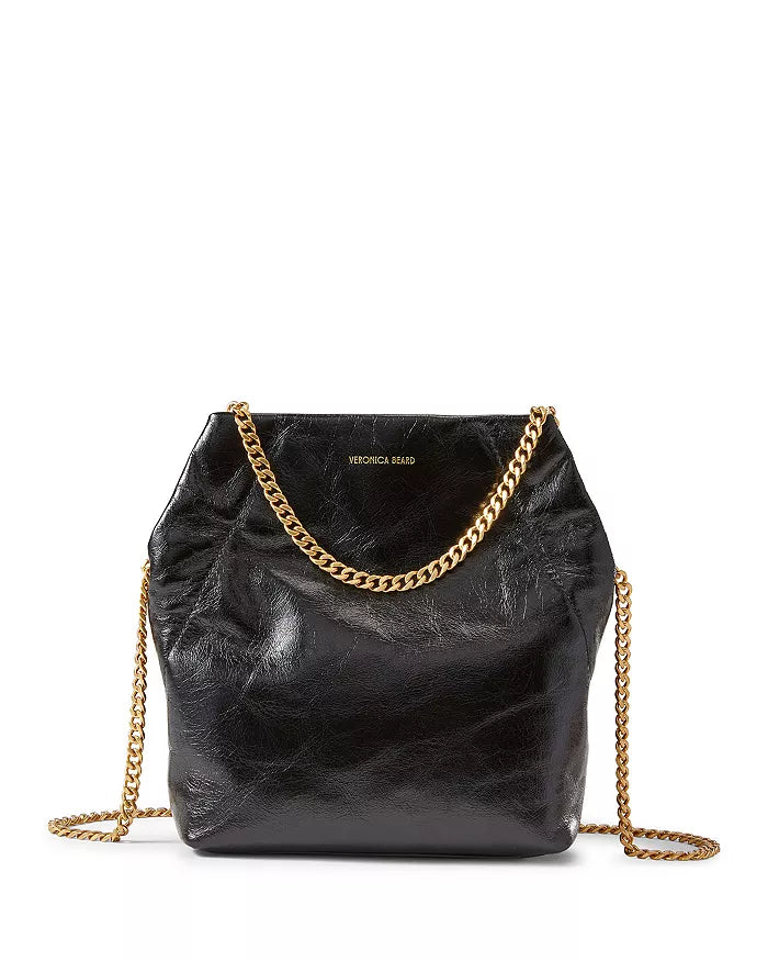 Veronica Beard Small Crinkle Slouch Shoulder Bag - Black