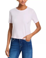 L'AGENCE Women's Stormy Cropped Crew Neck T- Shirt in Icy Lilac