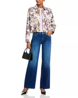 L'AGENCE Women's Stormy Cropped Crew Neck T- Shirt in Icy Lilac