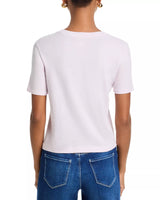 L'AGENCE Women's Stormy Cropped Crew Neck T- Shirt in Icy Lilac