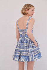 Cara Cara - Micaela Mini Dress - Hudson Scarf Sky