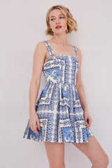 Cara Cara - Micaela Mini Dress - Hudson Scarf Sky