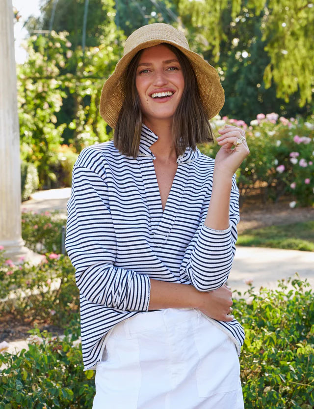 Frank & Eileen Patrick Popover white navy stripe