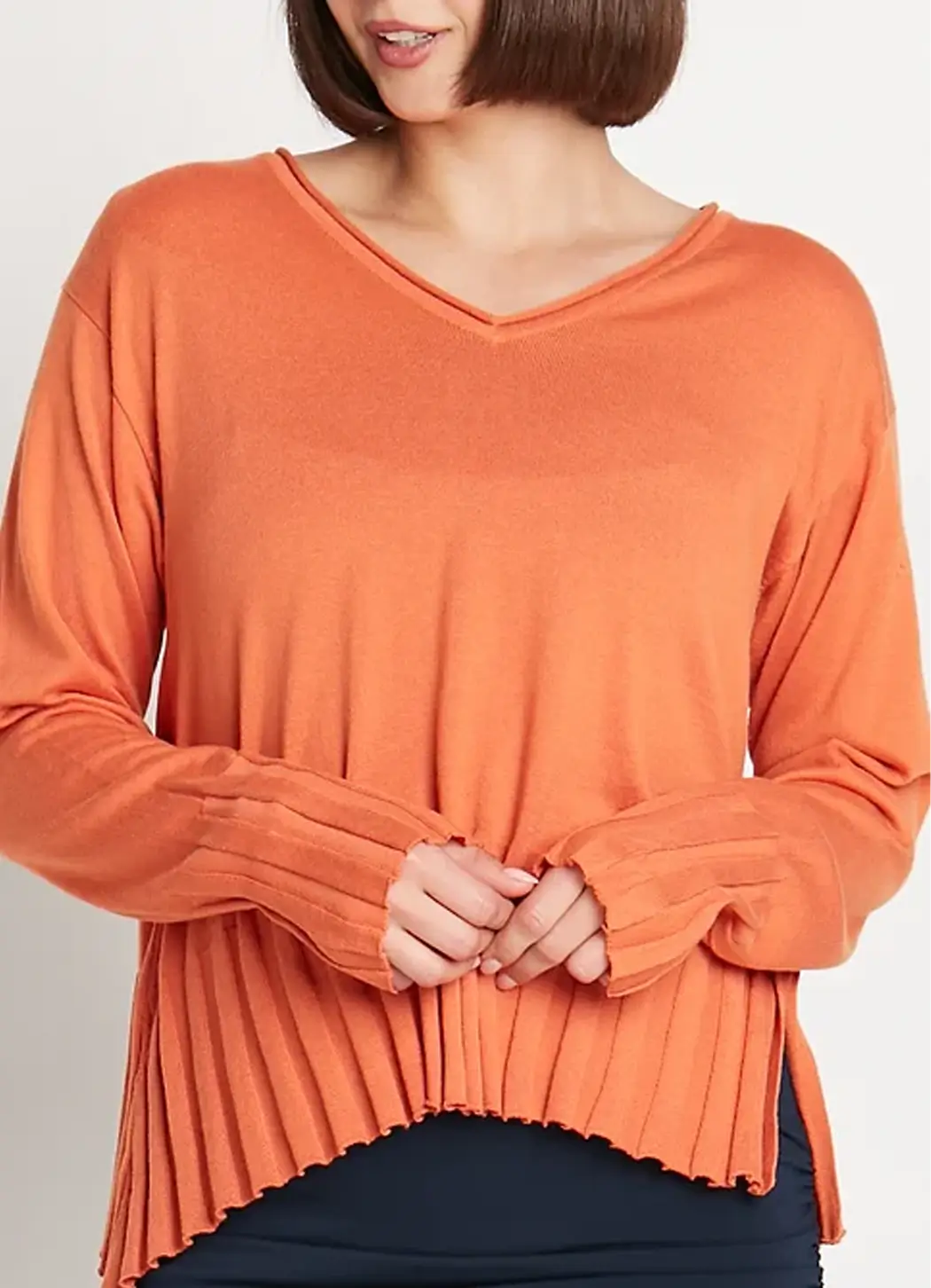 Planet - Cropped V-Neck Sweater - Pumpkin