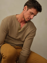 Road to Nowhere - Crosby Organic Cotton Waffle Henley - Fatigue