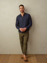 Road to Nowhere - Mens Accord Linen Woven Shirt - Indigo Stripe