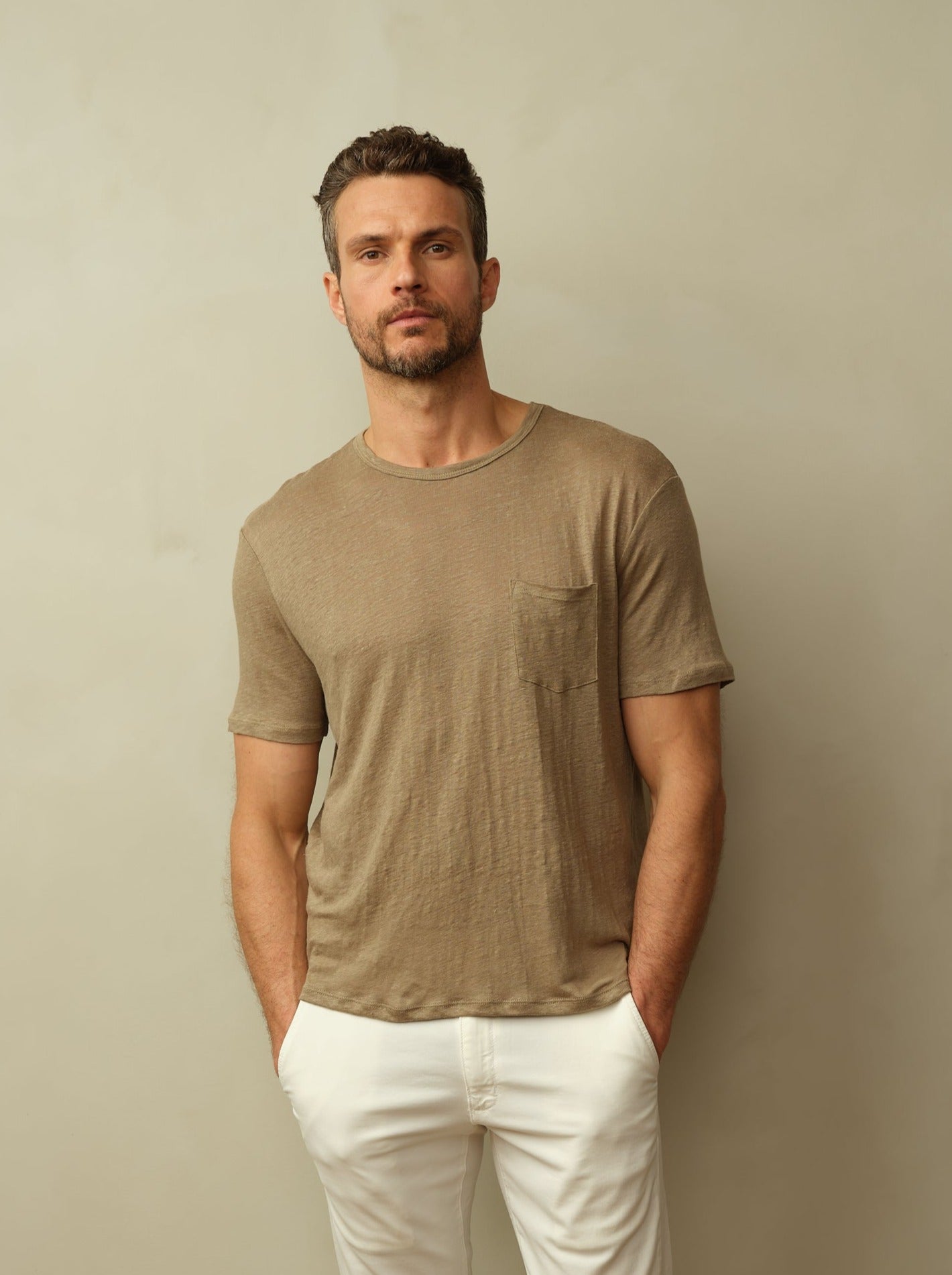 Road to Nowhere - Mens Jackson Linen Pocket Tee - Fatigue