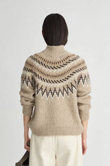 Apiece Apart- Fair Isle Mock Neck Sweater- Oatmeal