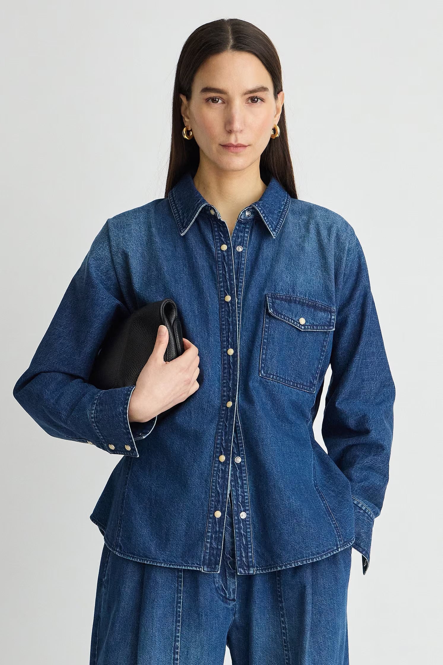 Apiece Apart- Anni Denim Button Up- Bluey