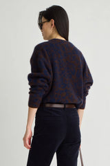 Apiece Apart- Softest Silk Cashmere V Neck- Leo Floral Midnight