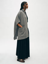 White + Warren - Cashmere Blend Open Poncho - Dark Steel