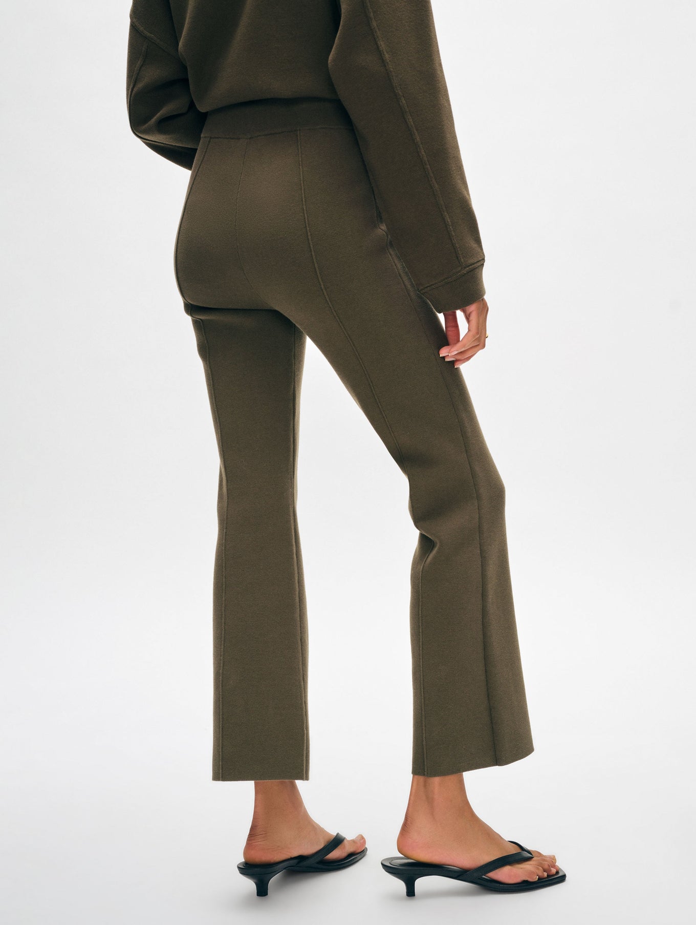 White + Warren - Superfine Organic Cotton Kick Flare Pant - Dark Sage