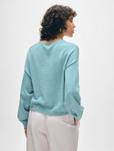 White + Warren - Cotton Blend Drop Shoulder Sweatshirt - Soft Aqua