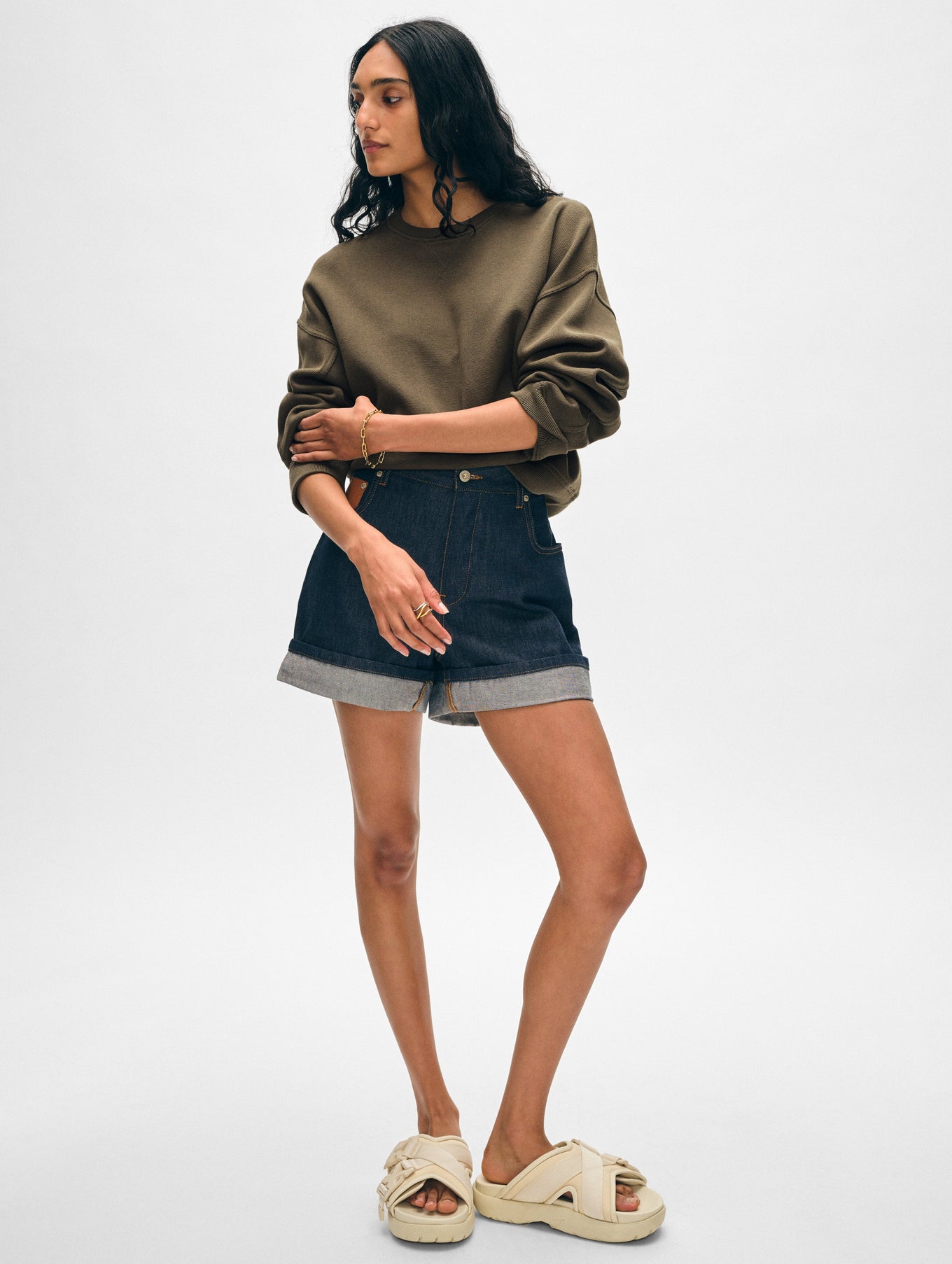 White + Warren - Superfine Organic Cotton Sweatshirt - Dark Sage