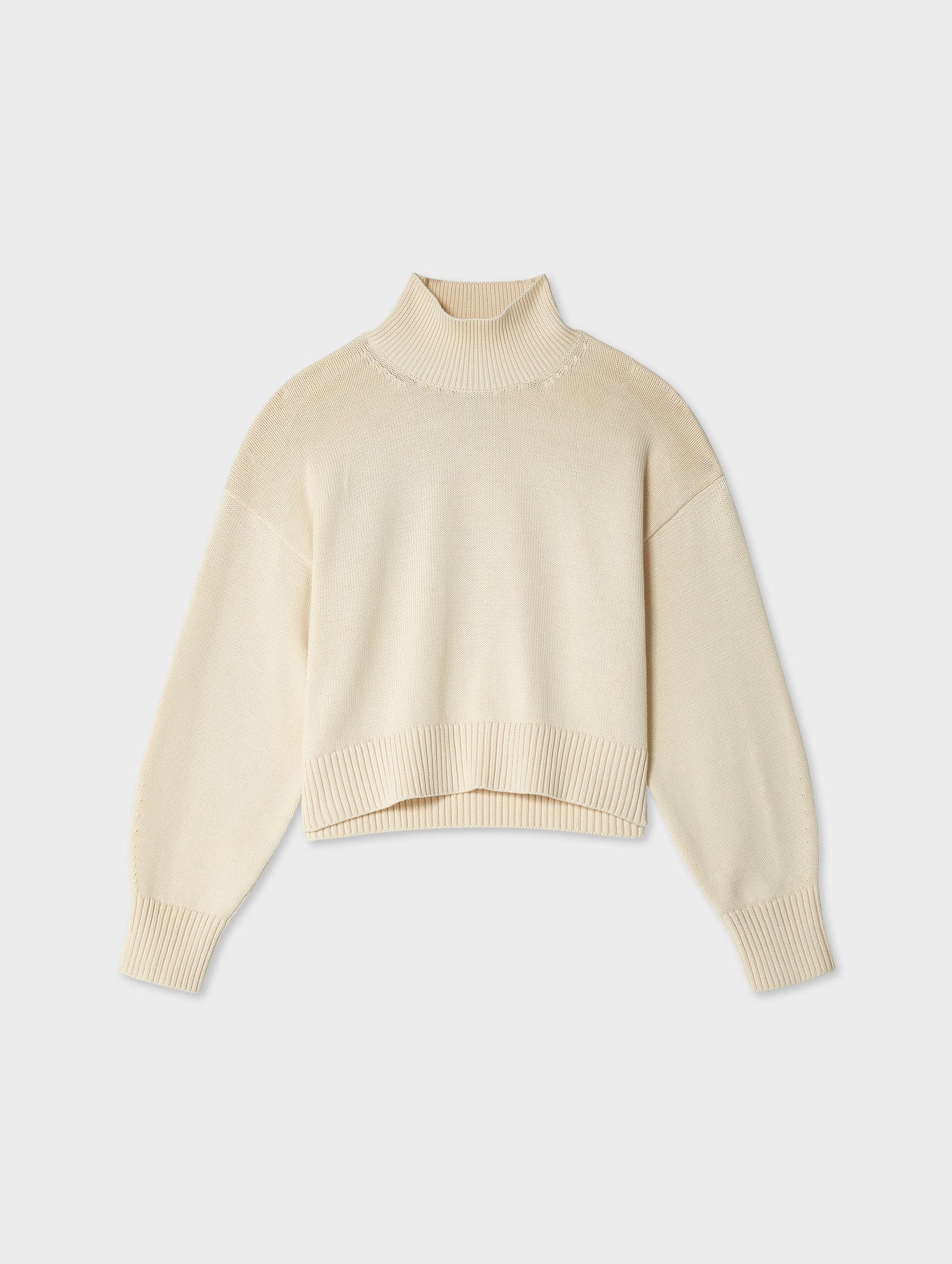 White + Warren - Organic Cotton Cropped Standneck - Ecru