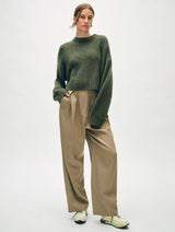 White+Warren - Cashmere Luxe Boxy crewneck - Green Marl