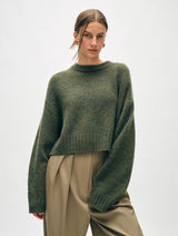 White+Warren - Cashmere Luxe Boxy crewneck - Green Marl