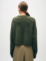 White+Warren - Cashmere Luxe Boxy crewneck - Green Marl