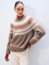 White & Warren Alpaca Blend Fair Isle Cardigan