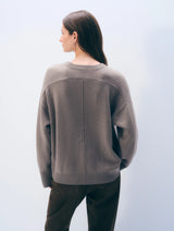 White + Warren- Cashmere Saddle Sleeve Crewneck- Soft Shale