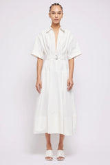 SIMKHAI - Deanna Belted Midi Dress - White