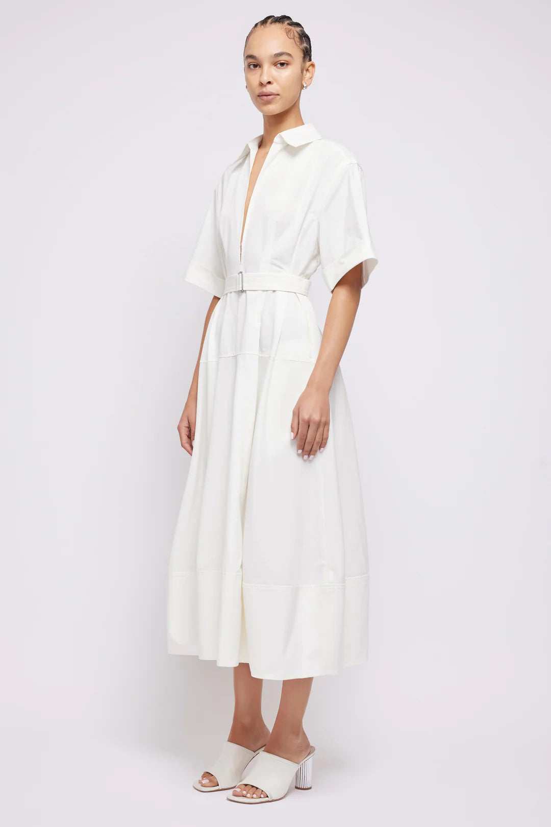SIMKHAI - Deanna Belted Midi Dress - White